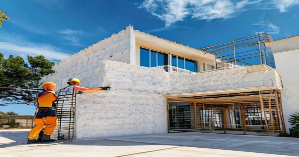Pose d'isolation thermique par l'extérieur (ITE) sur une villa méditerranéenne à Nice