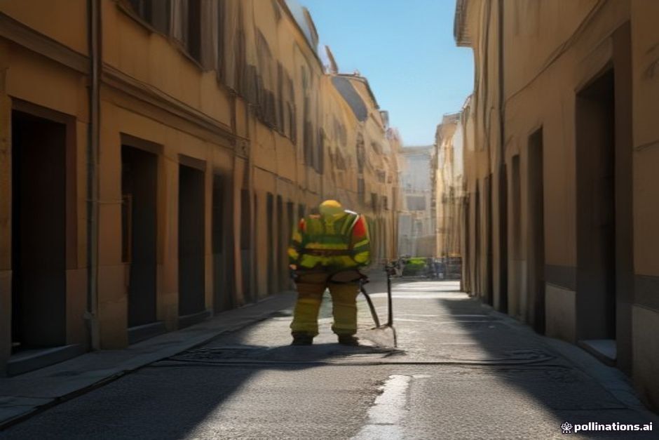Tranchée de raccordement au réseau d'eaux usées dans une rue de Nice