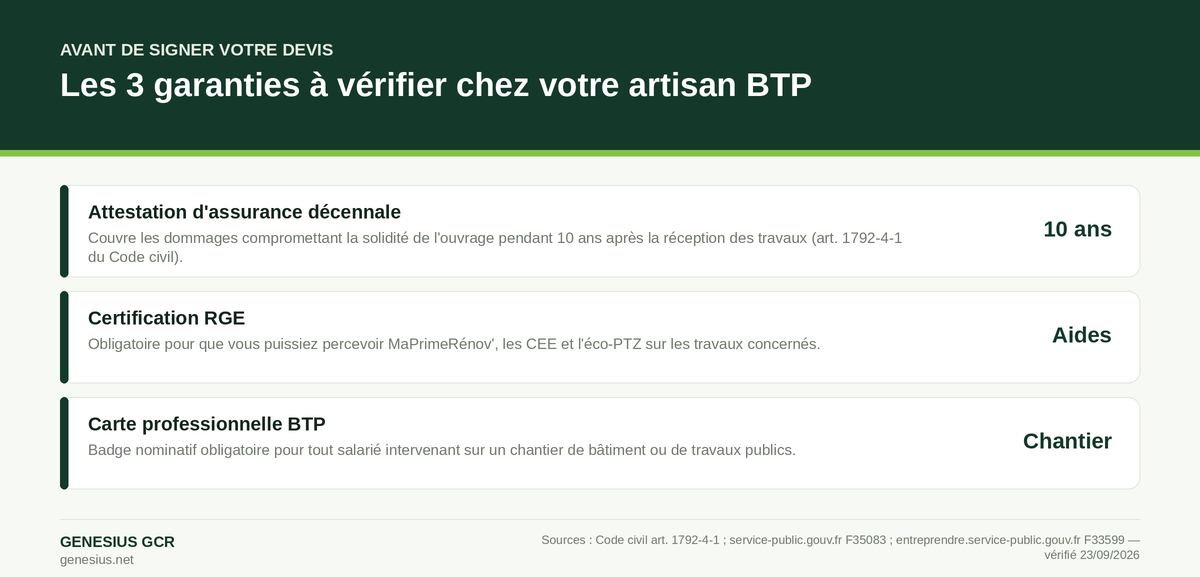 Les 3 garanties à vérifier chez un artisan BTP à Nice