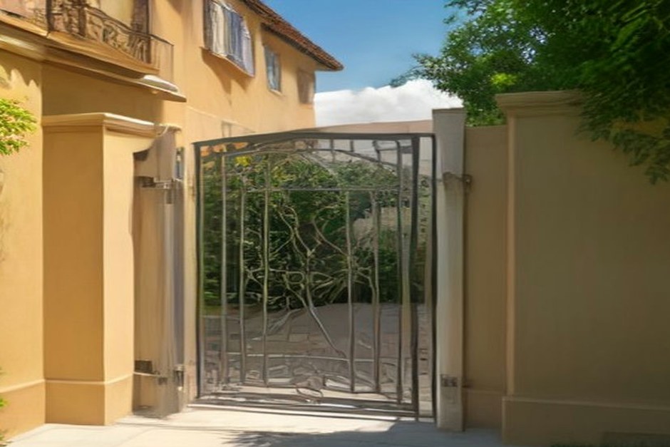 Portail en fer forgé et clôture enduite autour d'une propriété à Nice